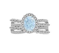 Womens Rings, Ice Flower Cut Oval Empress Ring For Women Engagement Wedding Ring For Her Sapphire Emerald Amethyst Ruby Simulated Diamond Band Cocktail Jewellery Gift With Box