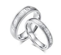 Womens Rings Lot, Women Promise Ring Size P 1/2 Stainless Steel Her King His Queen Couple Ring for Women Free Engrave