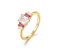 Womens Rings Love, Gold Knuckle Rings Set for Women Delicate with Rectangular Shape Moissanite 14K Yellow Gold Size R 1/2