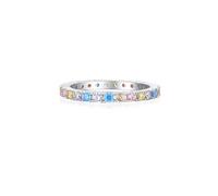 Womens Rings Love, Promise Ring Unique Inlaid Stones with Multicolor Round Shape Cubic Zirconia 9K White Gold Size O 1/2
