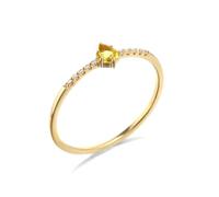 Womens Rings, Pretty Rings Narrow with Yellow Sapphire Gold 18.1K Yellow Gold Size J 1/2
