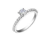 Womens Rings Set, Pretty Rings with 0.3Ct Round Diamond Platinum Size O 1/2 Boho Jewelry for Women