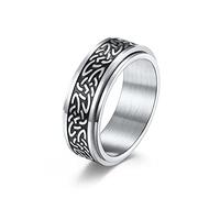 Womens Rings Variety, Promise Rings for Women Size P 1/2 Stainless Steel Silver Celtic Knot Rotatable Anxiety Ring for Women Free Engrave