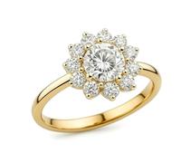 Womens Rings Vintage, Stacking Ring Flower with Moissanite 18K Yellow Gold Size J 1/2