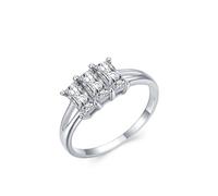 Womens Rings Vintage, Thin Rings for Women Geometric Silver with Rectangular Shape Lab Created Diamond 14K White Gold Size H 1/2