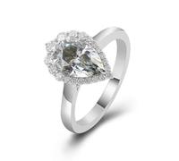 Womens Rings Western, Engagement Ring Vintage Drop with 3ct Light Gray Moissanite 14K White Gold Size Q 1/2