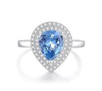 Womens Rings Western, Gothic Engagement Ring 3ct Teardrop Spinel with Moissanite 18K White Gold Size J 1/2