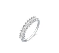 Womens Rings Western, Promise Ring for Her with Rectangular Moissanite Silver 9K White Gold Size N 1/2