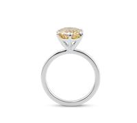 Womens Rings Western, Simple Rings for Women 6 Claws Solitaire with 3ct Yellow Round Shape Moissanite 14K White Gold Size S 1/2