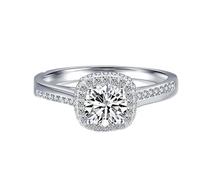 Womens Rings White Gold 14K, Anillo de Compromiso para Mujer Elegant with Round Shape Moissanite Size M 1/2