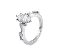 Womens Rings White Gold 14K, Wide Band Rings for Women with 2ct Marquise Shape Moissanite Size P 1/2