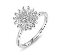 Women's Rings, Women's Ring, Anti-Stress Ring, Sunflower Ring, Friendship Ring, Open Rotating Thin Ring Gifts for Women Men Girl Daughter Mom Wife Unisex (Silver)