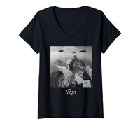 Women's Rio Christ The Redeemer UFO Brazil Iconic V-Neck T-Shirt