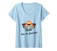 Women's Rio de Janeiro Brazil Hello Travel Vacation V-Neck T-Shirt