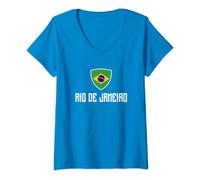 Womens Rio de Janeiro Brazilian Flag Roots Heritage Brasil Brazil V-Neck T-Shirt