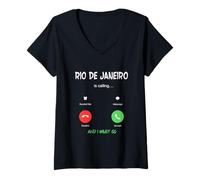 Women's Rio de Janeiro is Calling and I Must Go Brazil Traveling V-Neck T-Shirt