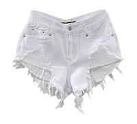 Womens Ripped Denim Hot Shorts Raw Tassel Fray Hem A Line Streetwear