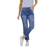 Womens Ripped Jeans Ladies Stretch Skinny Jeans Petite Boyfriend Ankle Grazer Denim Trousers for Women (UK, Alpha, M, Regular, Regular, A-Dark Blue)