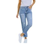 Womens Ripped Jeans Ladies Stretch Skinny Jeans Petite Boyfriend Ankle Grazer Denim Trousers for Women (UK, Alpha, M, Regular, Regular, A-Light Blue)