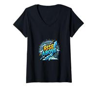 Women's Rise Above Growth Mindset Motivation Design V-Neck T-Shirt
