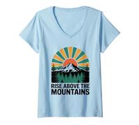 Womens Rise Above The Mountains V-Neck T-Shirt