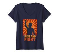 Women's Rise and Fight Inspirational Empowerment Motivation V-Neck T-Shirt