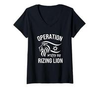 Womens Rising Lion Israel Israeli Flag V-Neck T-Shirt