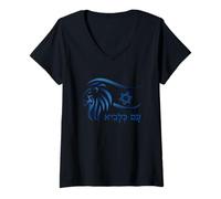 Womens Rising Lion Israel Israeli Flag V-Neck T-Shirt