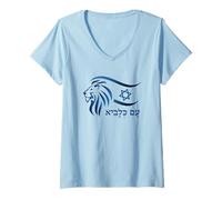Womens Rising Lion Nation Of Israel Jewish Bible Am Israel Chai V-Neck T-Shirt