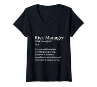 Women's Risk Manager Definition Funny Job Title Humor Office Sarcasm V-Neck T-Shirt