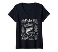 Women's River Animals Graphic Otter Beaver Ducks V-Neck T-Shirt