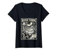 Women's River Tubing Hierarchy of Needs Skeleton Float V-Neck T-Shirt