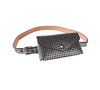 Women's Rivet Fanny Pack Glitter Waist Bag Envelope Clutch Detachable Belt Purse Black