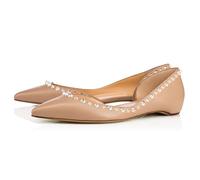 Women's Rivet Pointed Toe Slip on Flats Shoes, Classic Closed Toe Dress Side-hollow Ballet Flats Elegant Comfortable Beach Shoes for Walking Travel Daily Life Low Heels,2.5 UK