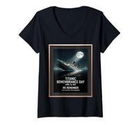 Women's RMS Titanic 1912 Remembrance Day Vintage Memorial Design V-Neck T-Shirt