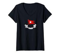 Womens RMS Titanic White Star Line - Red Flag Star Logo V-Neck T-Shirt