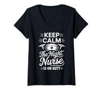 Women's RN Night Shift Nurse Overnight V-Neck T-Shirt