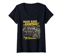 Womens Road Rage Rampage Movie Poster Vintage Halloween V-Neck T-Shirt