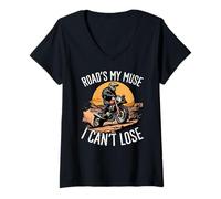 Womens Road’s My Muse I Can’t Lose Dirt Bike Rider V-Neck T-Shirt