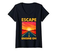 Womens Road Trip - Escape Engine On V-Neck T-Shirt