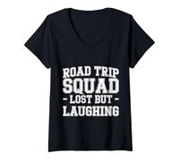 Womens Road Trip Squad Lost But Laughing Travel Fun |- V-Neck T-Shirt