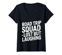 Womens Road Trip Squad Lost But Laughing Travel Fun - V-Neck T-Shirt