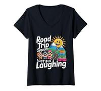 Womens Road Trip Squad Lost But Laughing Travel Fun - V-Neck T-Shirt