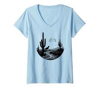 Womens Roadrunner Bird Desert Cactus Arizona New Mexico Nevada V-Neck T-Shirt