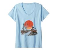 Womens Roadrunner Bird Desert Cactus Arizona New Mexico Nevada V-Neck T-Shirt