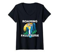 Womens Roaming Fall Edge Niagara Waterfall Road Nature Trip Group V-Neck T-Shirt