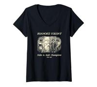 Women's Roanoke Colony Hide & S hampions 1590 V-Neck T-Shirt