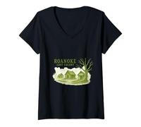 Womens Roanoke Lost Colony America’s Oldest Unsolved Mystery V-Neck T-Shirt