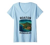 Womens Roatan Honduras Copan Mayan 504 Tegucigalpa Honduran Travel V-Neck T-Shirt