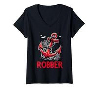 Womens Robber Halloween Anchor Costume Cruise Ship Boat Lover V-Neck T-Shirt